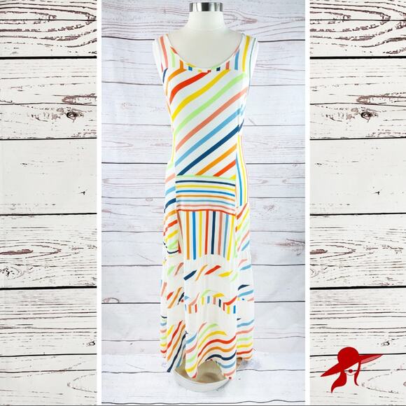 Peter Som Stripe Maxi Dress with sheer bands soft - Picture 1 of 12